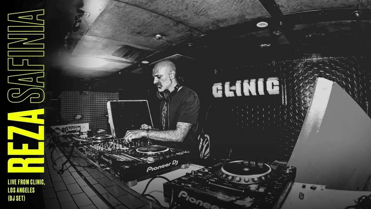 Still from Reza Safinia’s DJ set at Clinic, Los Angeles